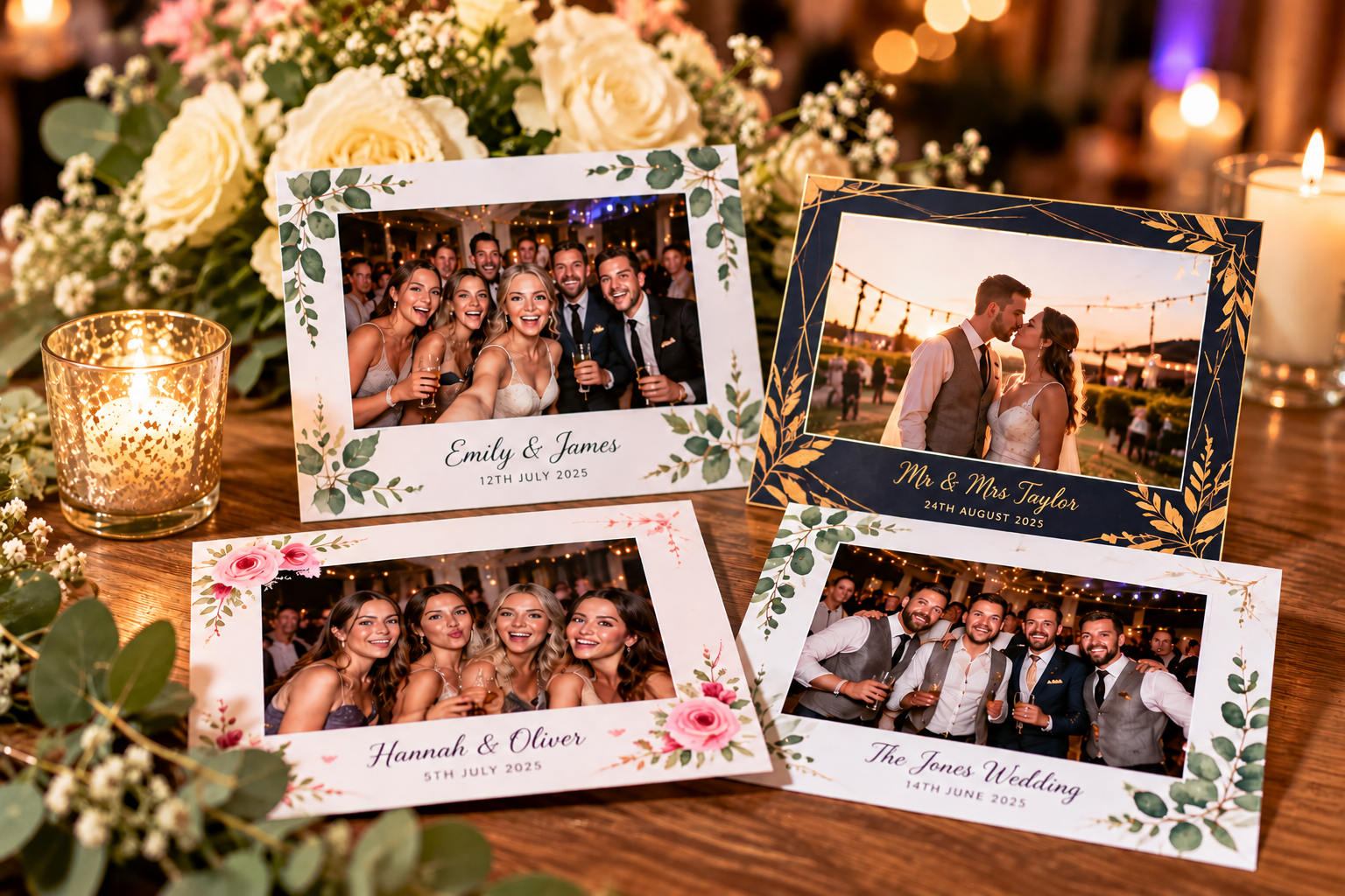 Examples of bespoke personalised wedding photo print frames